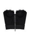 Dsquared2 Strapless Lace Cropped Corset Top In Black