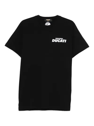 Dsquared2 Ducati Collaboration Crew Neck T-shirt In Black
