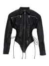 Dsquared2 'ducati X D2' Black Bodysuit Styled Jacket With Criss-crossed Laces And Maxi Logo Lettering On The R In Black