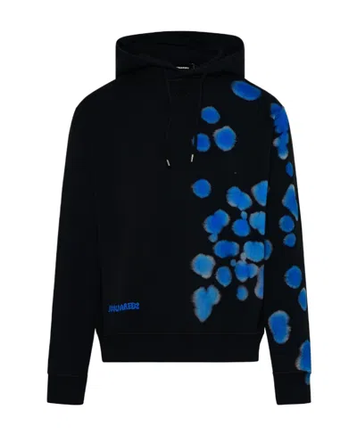 Dsquared2 Dye-print Cotton Hoodie In Black