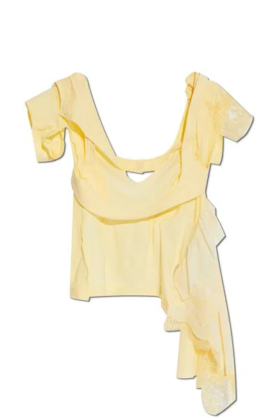 Dsquared2 Embroidered Asymmetric Top In Yellow