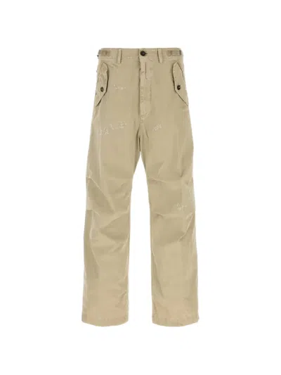 Dsquared2 Cotton Trousers Tailored Style Belt Loops In Brown