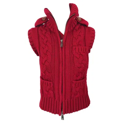 Pre-owned Dsquared2 Early 2000s Lipstick Red Wool Sleeveless Cardigan Sweater Vest Top