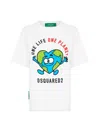 Dsquared2 Earth Logo Short Sleeve T-shirt For Women In White
