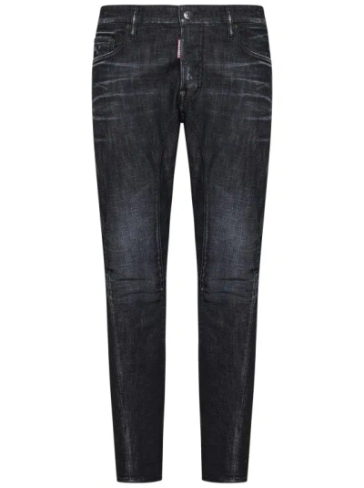 DSQUARED2 EASY BLACK WASH TIDY BIKER BLACK STRETCH COTTON DENIM JEANS