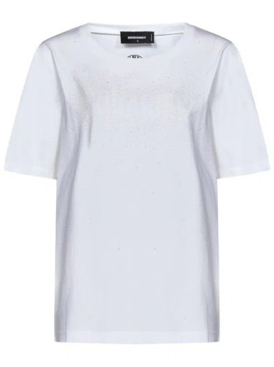 Dsquared2 Easy Fit T-shirt In White Cotton Jersey