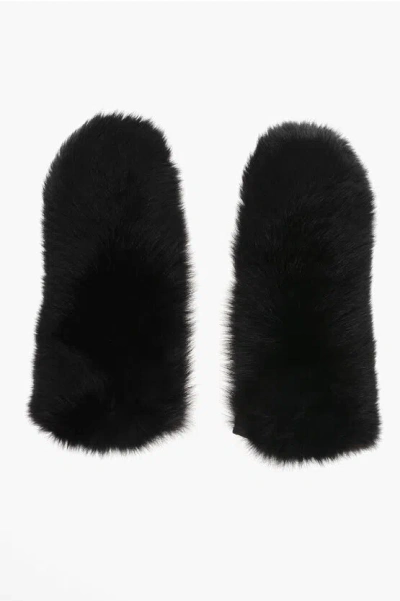 DSQUARED2 ECO-FUR MITTENS WITH DRAWSTRING