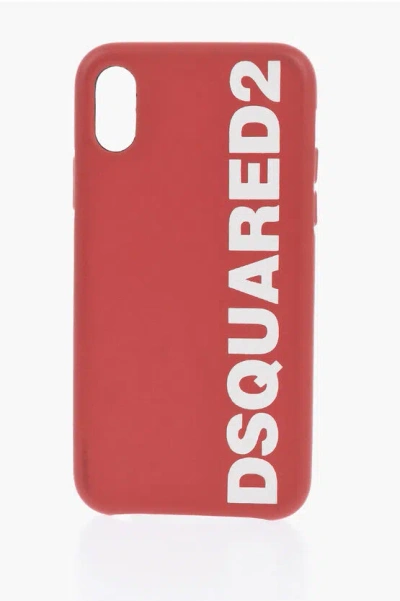 Dsquared2 Eco-leather Iphone X Case With Logo In Red