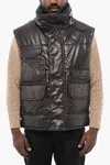 Dsquared2 Eco-leather Sleeveless Down Jacket In Brown