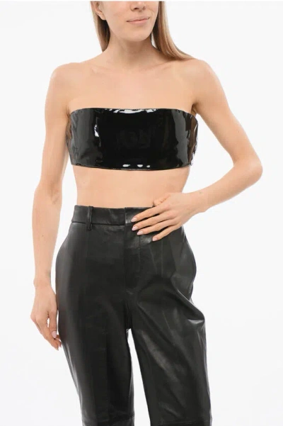 Dsquared2 Eco Patent Leather Tube Top In Black