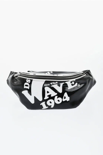 Dsquared2 Eco-patent Leather Wave Pouch With Printed Logo In Red