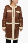 Dsquared2 Eco-shearling Coat With Patch Pockets In Brown