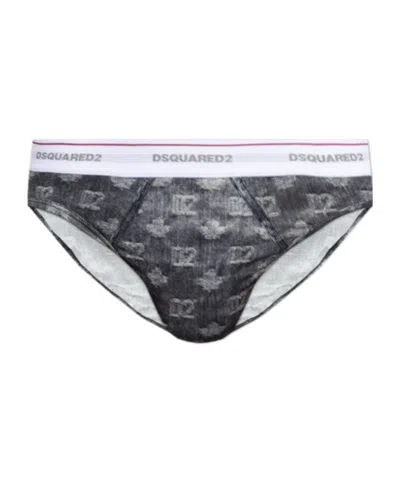 Dsquared2 Elastic Waist Briefs In Gray