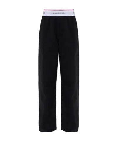 Dsquared2 Elastic Waist Casual Pants In Black