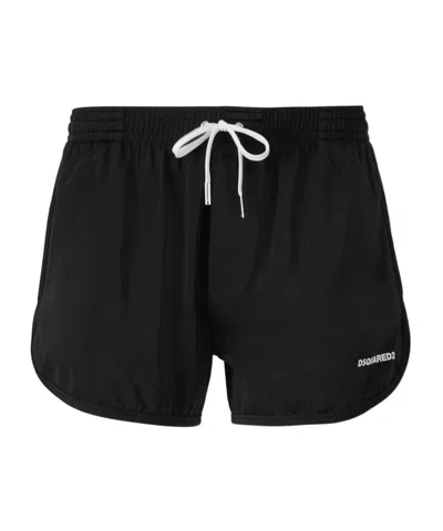 Dsquared2 Elastic Waist Swimming Trunks In Black