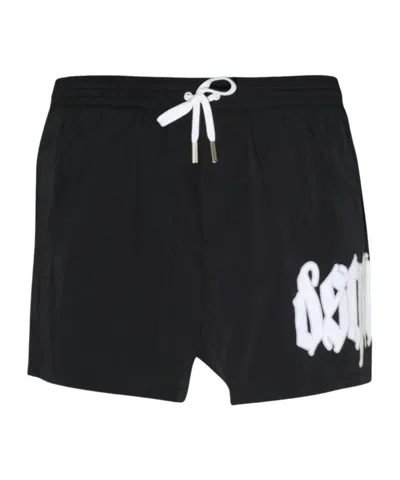 Dsquared2 Elastic Waist Swimming Trunks In Black