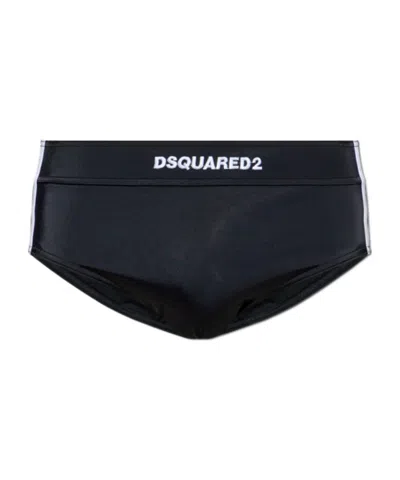 Dsquared2 Elastic Waist Swimming Trunks In Black