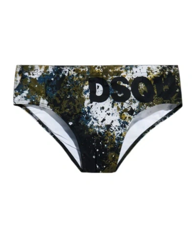 Dsquared2 Elastic Waist Swimming Trunks In Black