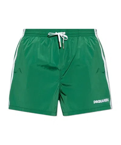 Dsquared2 Elastic Waist Swimming Trunks In Green
