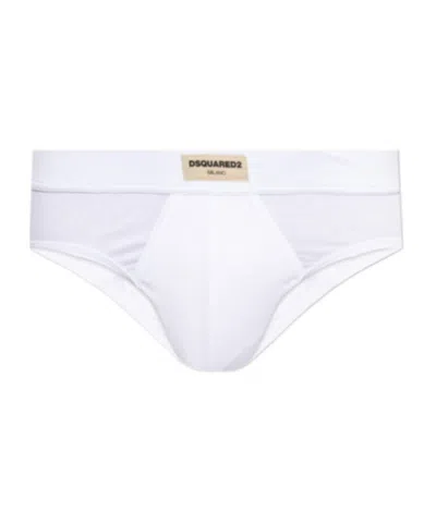 Dsquared2 Logo-embroidered Briefs In White