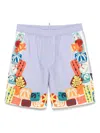 Dsquared2 Summer Lovers Cotton Bermuda Shorts In Blue