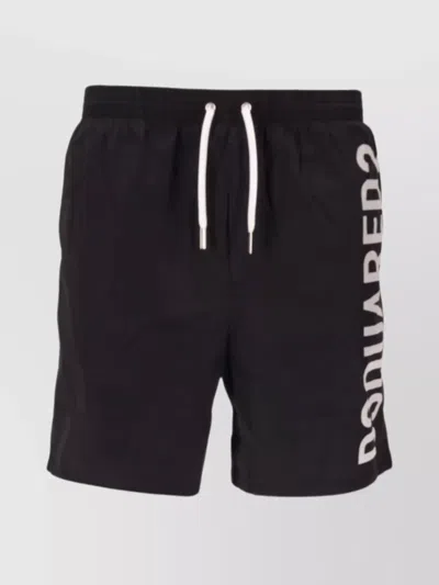 Dsquared2 Elastic Waistband Shorts With Side Pockets In Black