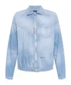 Dsquared2 Light Wash Denim Shirt With Elastic Waistband In Blue