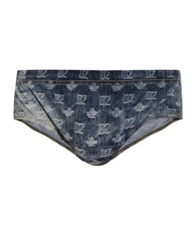 Dsquared2 Elastic-waist Swim Trunks In Blue