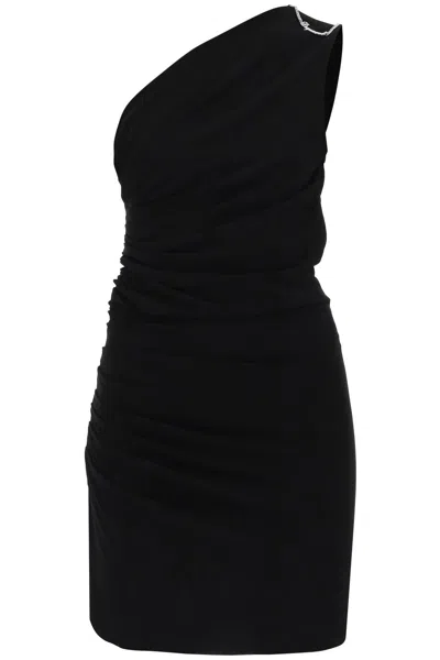 Dsquared2 Elegant One-shoulder Draped Mini Dress For Women In Black