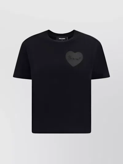 DSQUARED2 EMBELLISHED COTTON CROPPED T-SHIRT