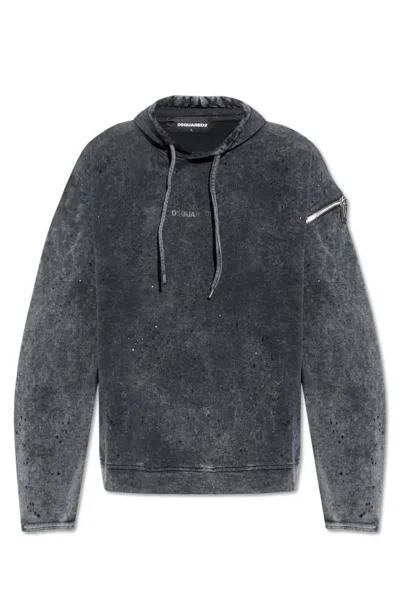 Dsquared2 Brushed-finish Hoodie In Grey