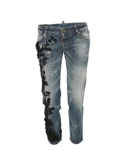 Pre-owned Dsquared2 Embellished Jeans In Blue