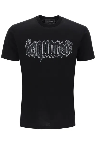 Dsquared2 Embellished-logo Crewneck T-shirt In Black