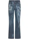 Dsquared2 Embellished Low-rise Straight-leg Jeans In Blue