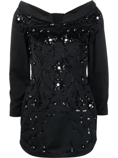Dsquared2 Embellished Off-shoulder Minidress In Black