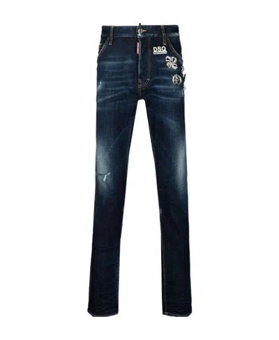 Dsquared2 Embellished Straight-leg Jeans In Black