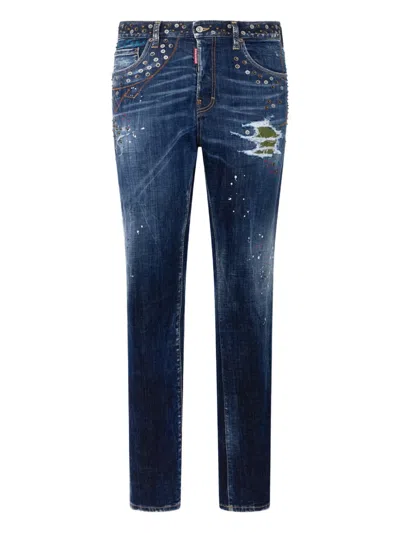Dsquared2 Embellished-detail Jeans In Blue
