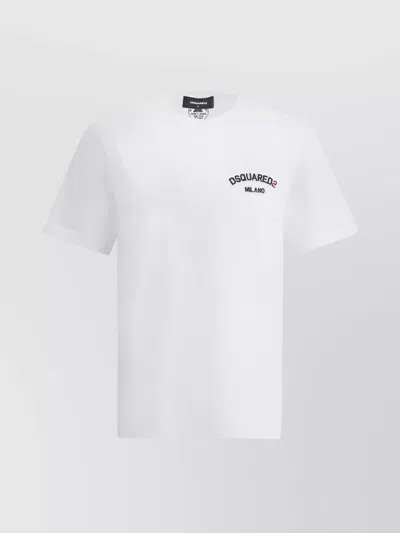 Dsquared2 Embossed Cotton T-shirt Monochrome Pattern In White