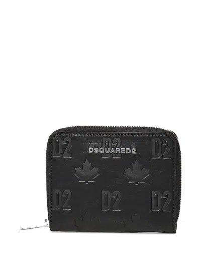 Dsquared2 Embossed Leather Wallet In Black