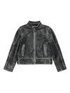 Dsquared2 Embossed-logo Sheepskin Jacket In Black
