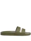 Dsquared2 Logo Embossed Slip-on Slides In Grün
