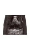 Dsquared2 엠보스드 레더 미니 스커트 In Brown