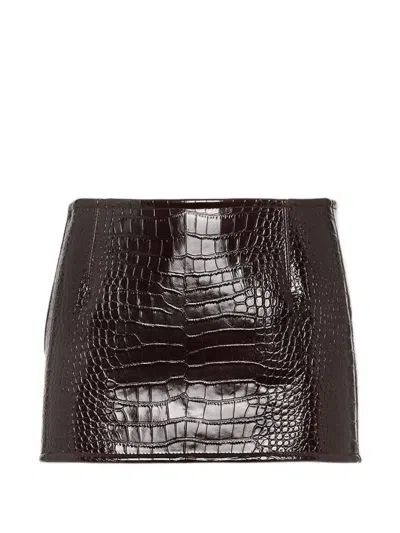 Dsquared2 엠보스드 레더 미니 스커트 In Brown