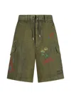 Dsquared2 Embroidered Drawstring Cargo Shorts In Green