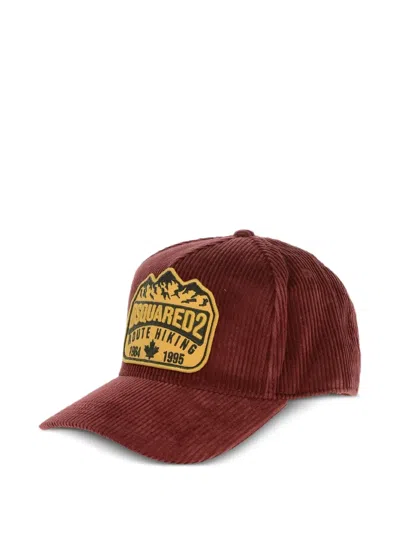 Dsquared2 Embroidered Corduroy Baseball Cap In Red
