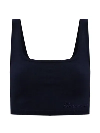 Dsquared2 Embroidered Crop Top In Blue
