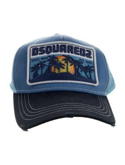 Pre-owned Dsquared2 Embroidered Denim Truckers Hat In Blue