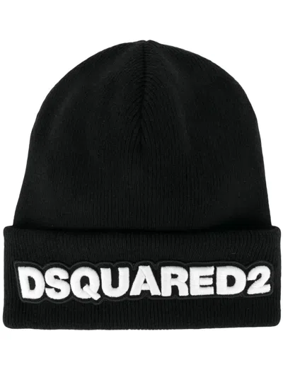 DSQUARED2 EMBROIDERED-LOGO BEANIE BLACK
