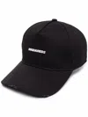 Dsquared2 Black Cotton Cap With Embroidered Logo In Black