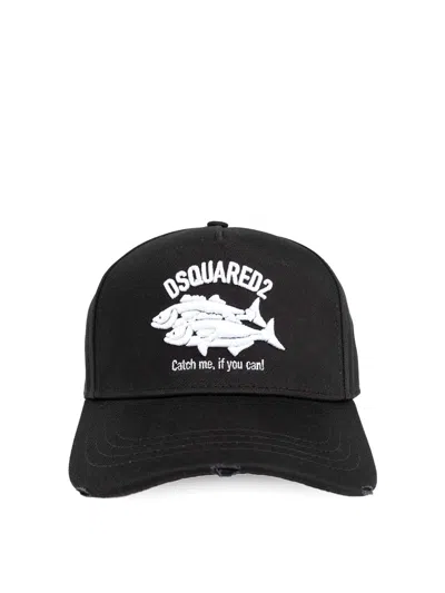 Dsquared2 Embroidered-logo Cotton Cap In Black